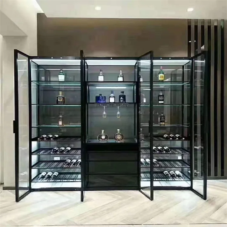 Modern glass wine cabinet wine display cabinet