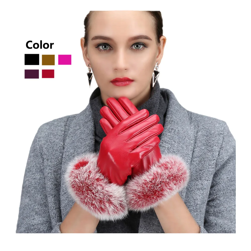Custom Fashion Gloves New Arrival Fashion Style Genuine Leather Glove Real Sheepskin Women Fox Fur Car Driving Gloves