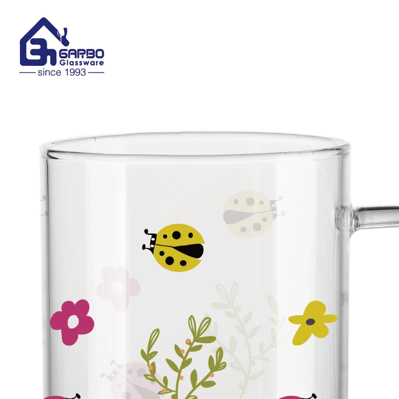 handmade glassware 450ml 16oz pyrex glass tumbler OEM printed glassware decorative glass cup single wall glass mugs cups
