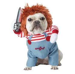 Pet Dog Halloween Clothes Dogs Holding a Knife Halloween Christmas Costume Novelty Funny Pet Cat Party Cosplay Apparel Clothing