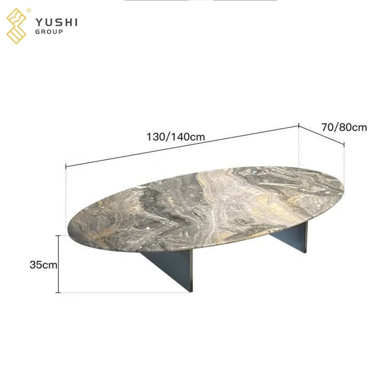 Yushi Group Luxury Marble Dinning Table Top Natural Stone Venice Brown Oval Marble Dinner Table