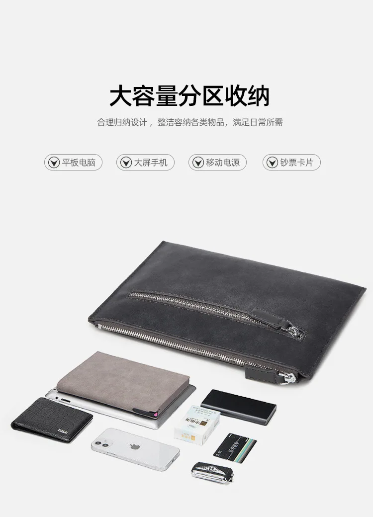 Men PU Leather Clutch Handbag  Waterproof business phone bag Underarm Pouch Mens coin wallet Without Logo