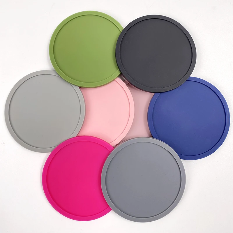 Waterproof Soft Non-slip  Silicone Drink Coasters Cup Pad Mat for Tabletop Protection