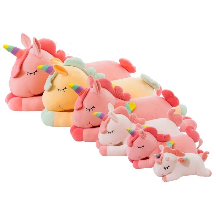 AIFEI TOY Hot selling plush soft toy Lying Rainbow unicorn stuffed animal cute pink unicorn Large Horse Angel Doll pillow