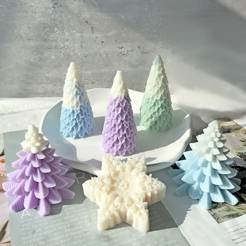 MHC Candle Resin Mold Silicone Moldes Para Velas De Navidad 3D Custom Diy Christmas Tree Incense Candle Silicone Mold