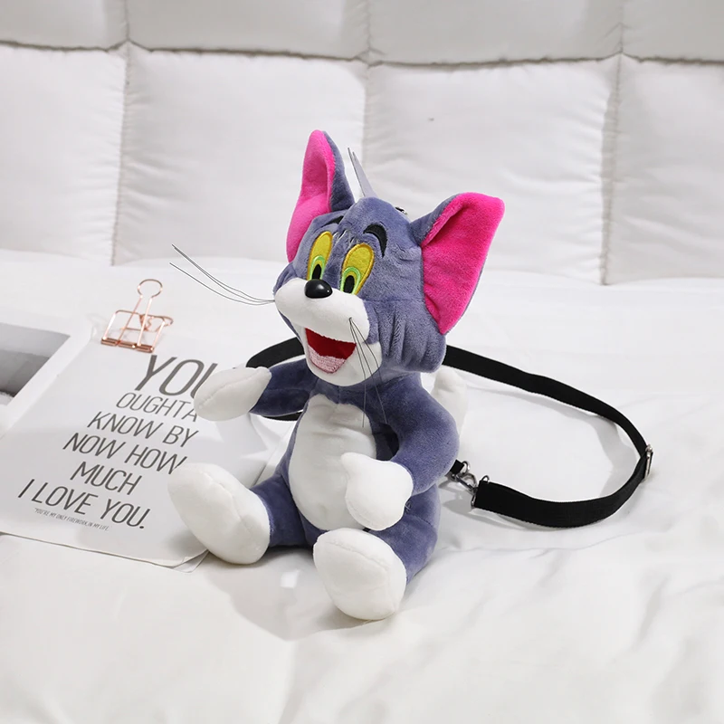 
Plush Toy Stuffed Animals Cute Cat and mouse Tom and Jack Bunny Keychain Pendant Kawaii Children Gift plush Messenger Bag 
