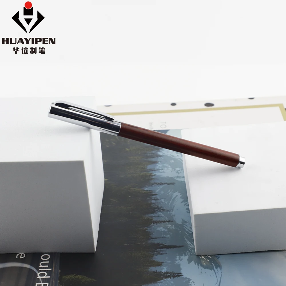 Высококачественная роскошная деревянная латунная подарочная ручка Huayi