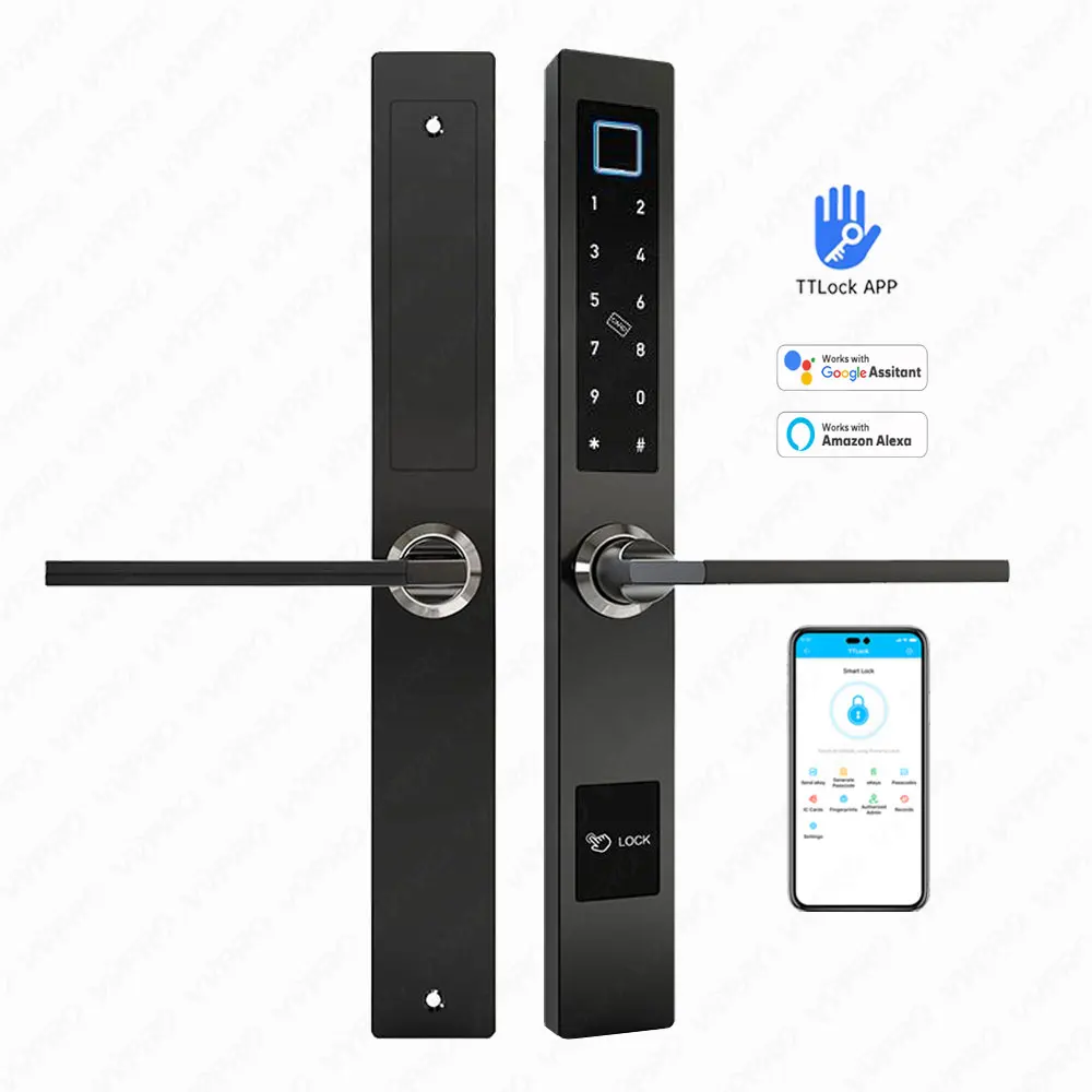 TTLOCK waterproof biometric fingerprint Lock electronic Smart door lock RFID Card code Sliding Aluminium Frame Door Lock 1019