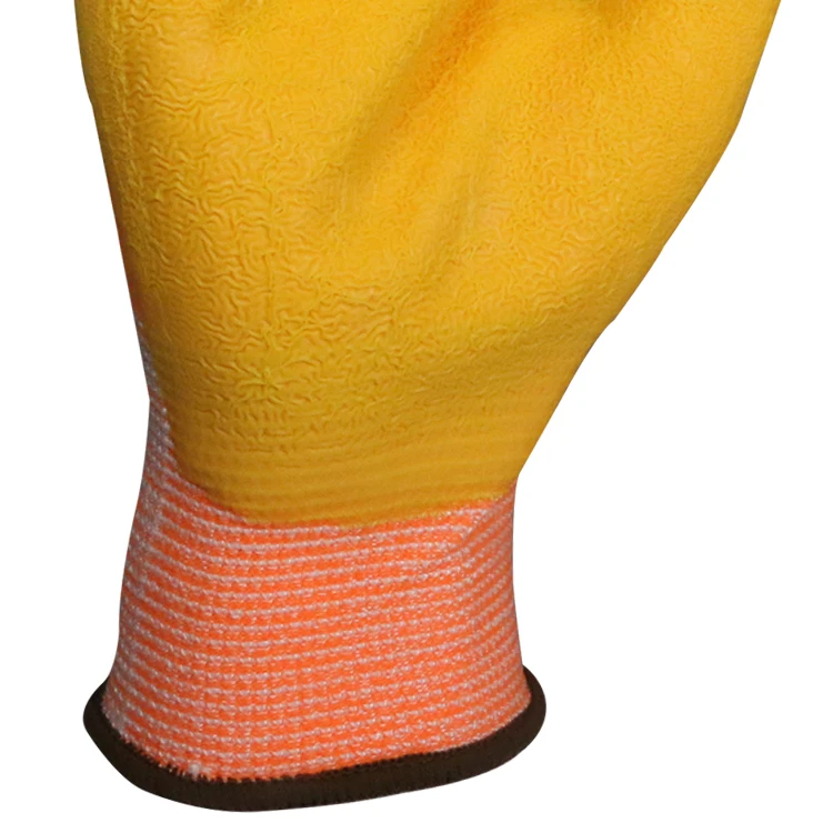 ENTE SAFETY 15 Gauge HPPE Warm Lining Cuff Latex Wrinkle Dipped Cut Resistant Level 5 En388 A3 Safety Gloves