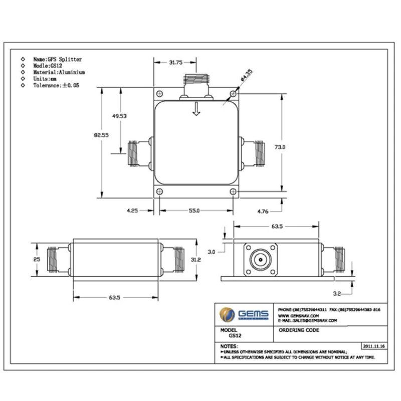 2 Way GPS Power Splitter GPS Splitters
