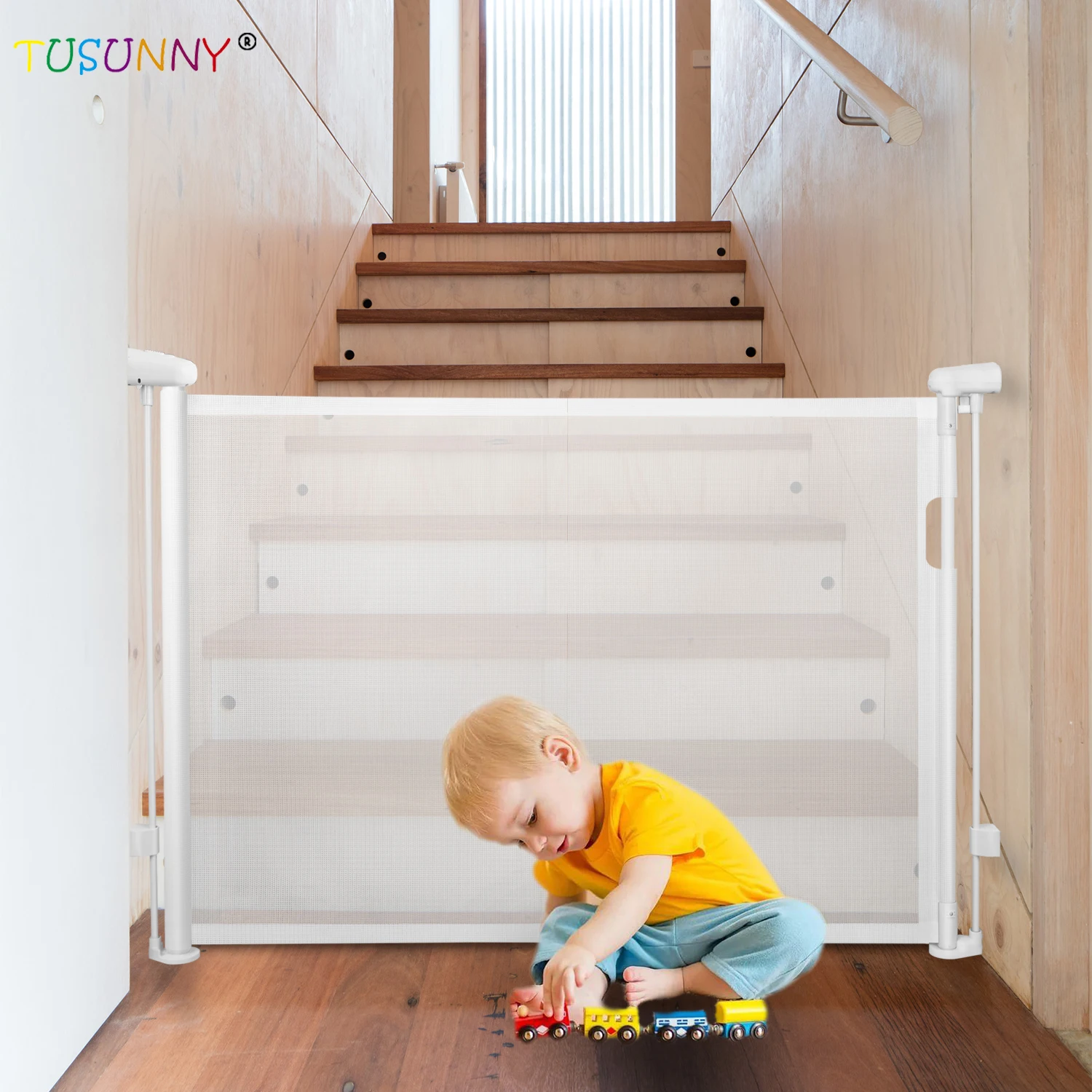 High Quality  Retractable Adjustable Bady Safety Gate For Kids Barrier And Baby Guardrail