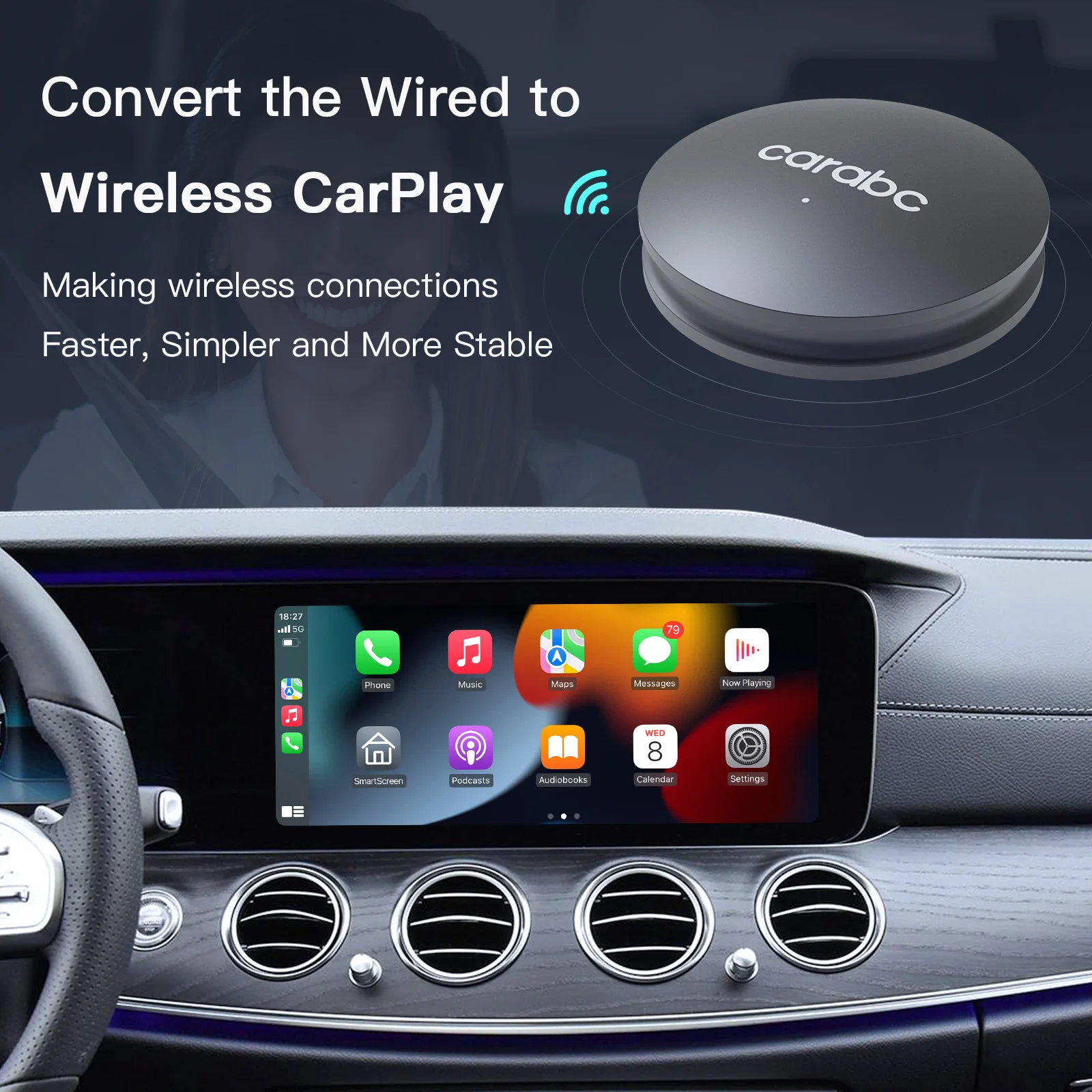 CARABC Wireless Carplay Android Auto Adapter Dongle For Oem Factory Wired Android Auto Cars Adapter Wired To Wireless Android