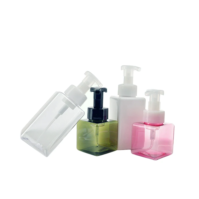 Factory Wholesale Plastic PETG Empty Hand Wash Sub Bottle 8oz Refillable Foaming Soap Dispenser Bottle PETG Foam Square Pump