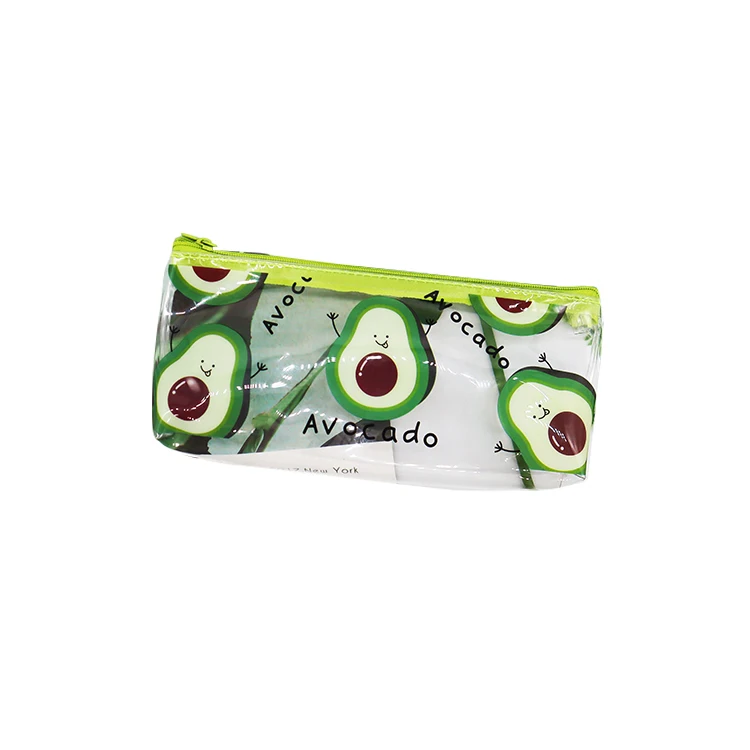 
Hot Sell High Quality Zipper Kids Cute Avocado PVC Clear Pencil Case 