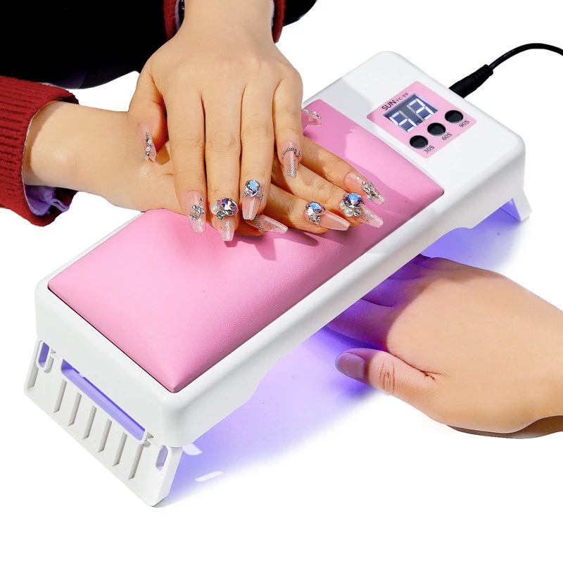 2023 New Design 72W Folding UV LED Lamp Nail Dryer Pillow Arm Cushion Rest Portable Mini Gel Polish Curing Nail Lamp