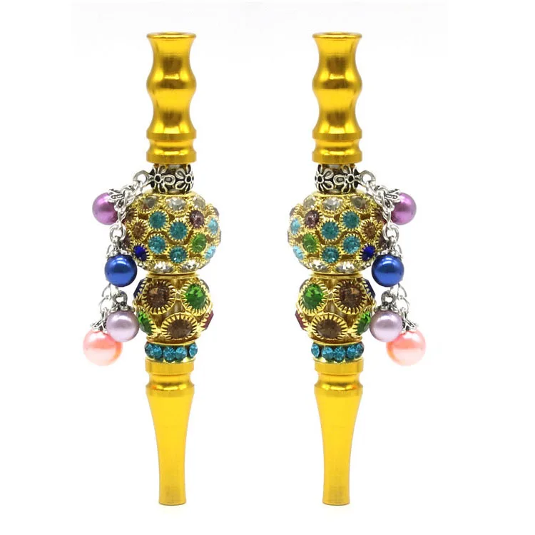 Colorful Diamond-Embedded Hookah Tips Shisha Nargila Hose Mouth Tips,removable, gold filter cigarette holder