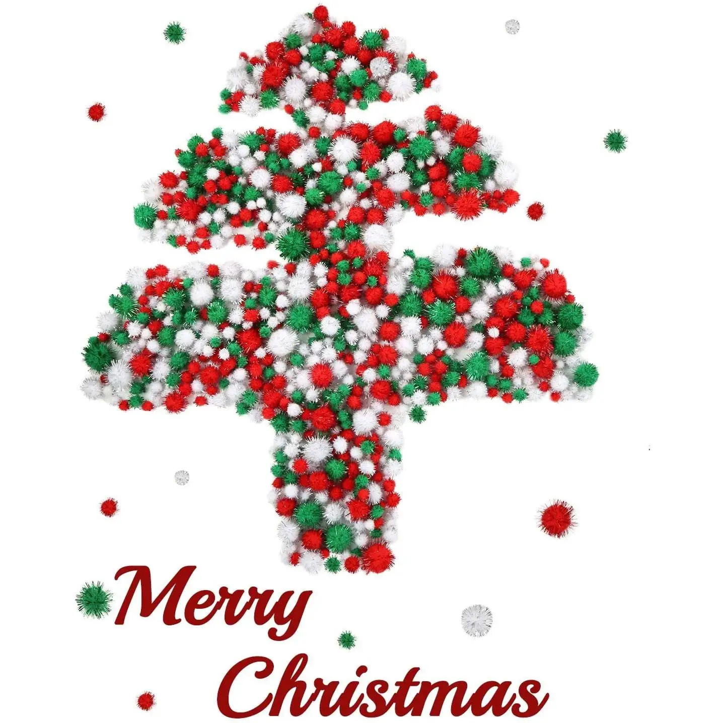 2022 Christmas PomPoms Glitter Fluffy Pompoms Balls for DIY Craft School Craft Project Decorations Red Green White