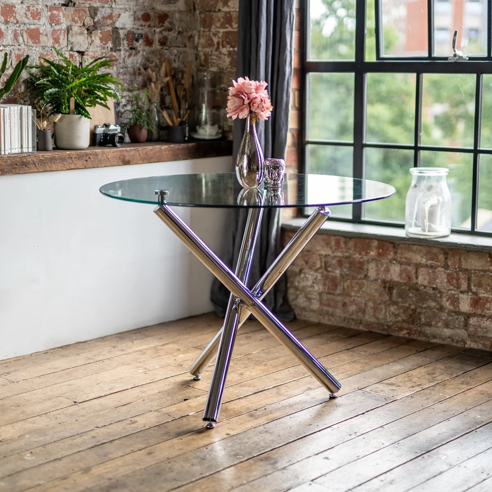 Hot Sale Modern Style Round Tempered Glass Restaurant Dining Table