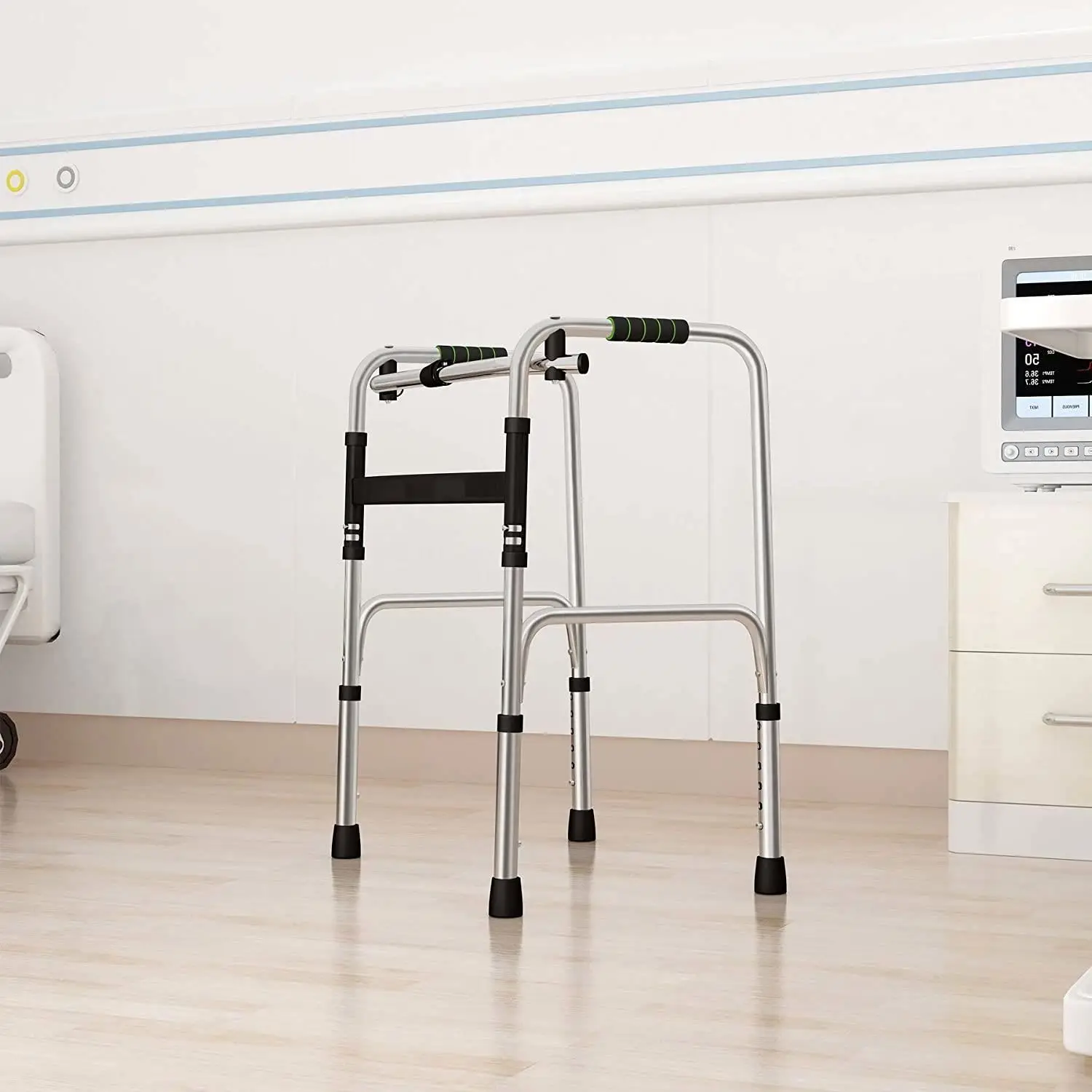 Cheap Rehabilitation training device aluminum folding walker adjustable portable walking frame medical deambulateur pliant