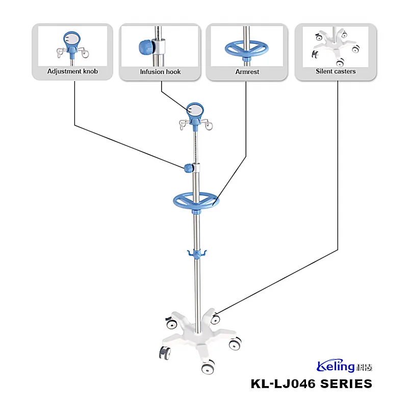 Medical IV pole stand adjustable Infusion stand convenient and durable drip stand