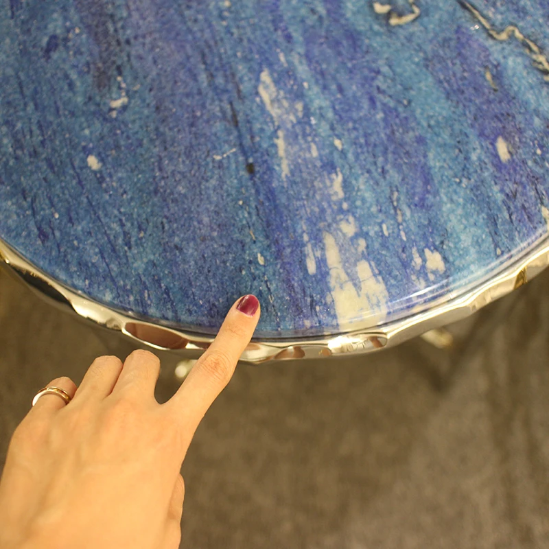 Professional Manufacturer Customized Blue Luxury Stone Coffee Table