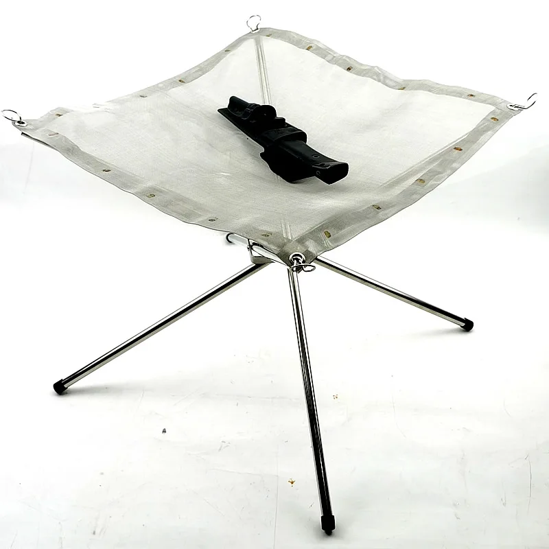 Portable Outdoor Firepit- Collapsible Steel Mesh Fireplace in stainless steel material