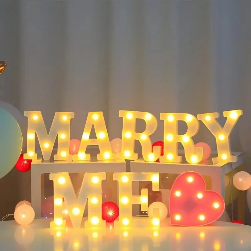 (16cm) cross-border LED white letter lamp indoor and outdoor layout birthday proposal to atmosphere modeling