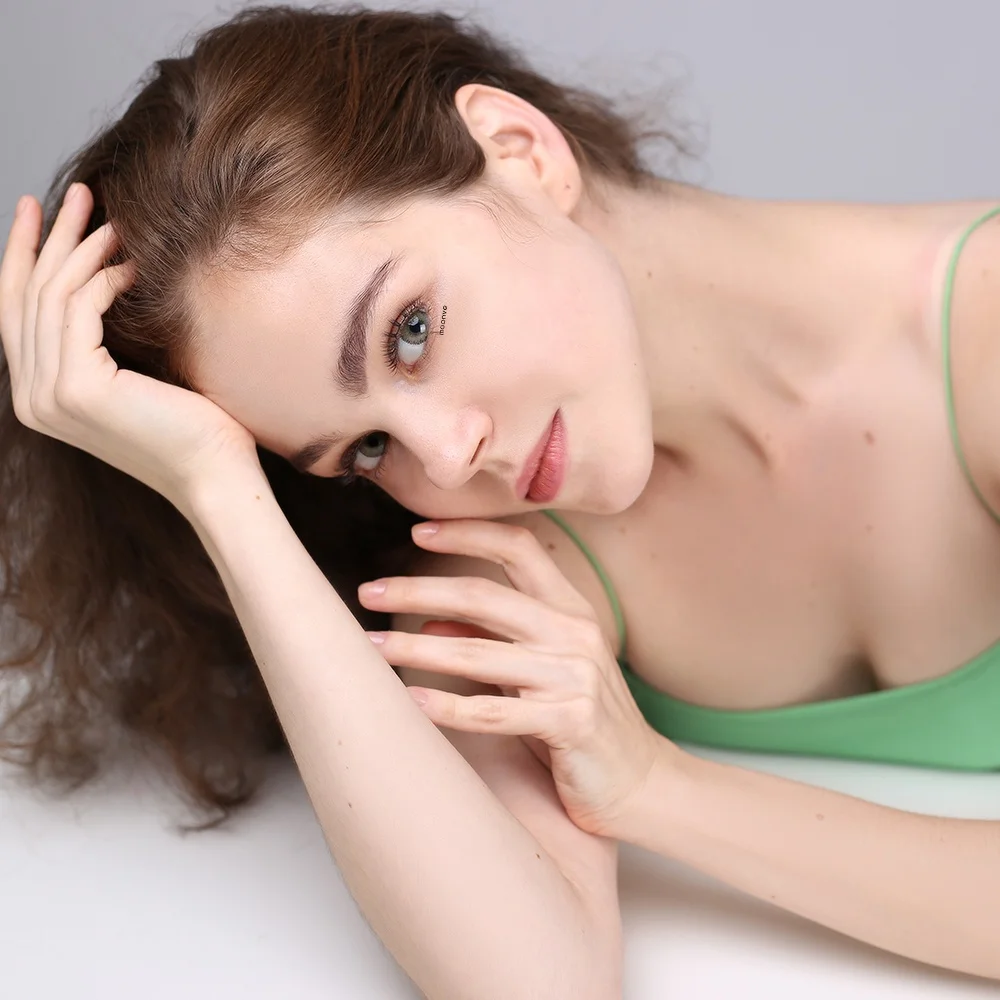 Moonve Natural color daily cosmetic pupil size diameter Lilian 6 months throwing female puff genuine myopia Monthly throwing