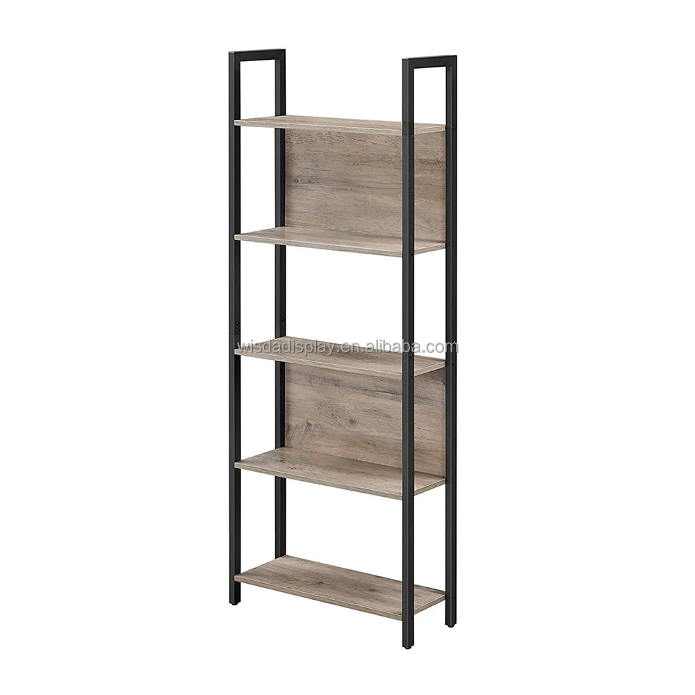 
5 Tier Bookshelf Tall Bookcase Shelf Storage Organizer Modern Book Shelf for Bedroom Living Room and Home Office, Vintage 