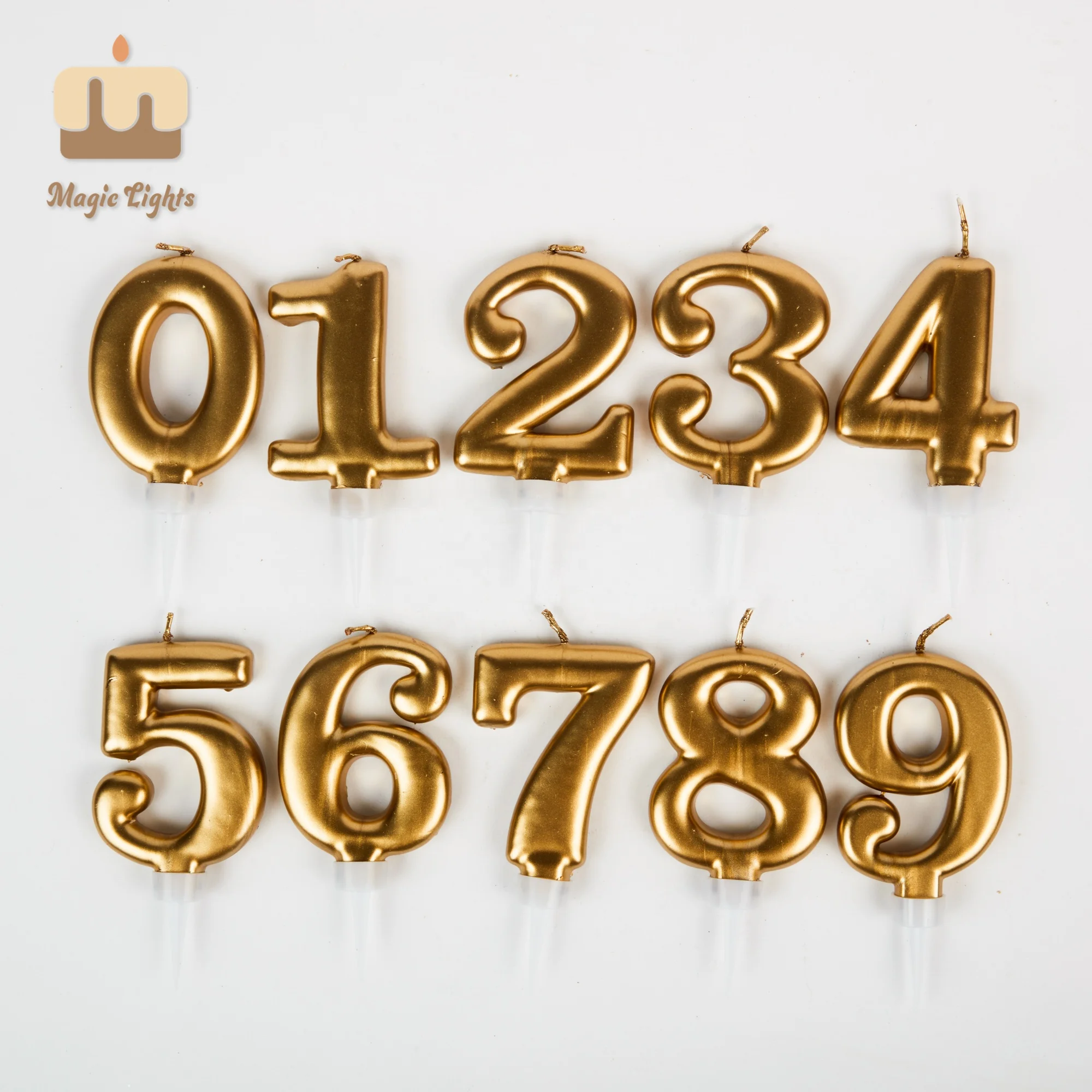 Metallic Gold Big Number 7 Birthday Candle For Tesco