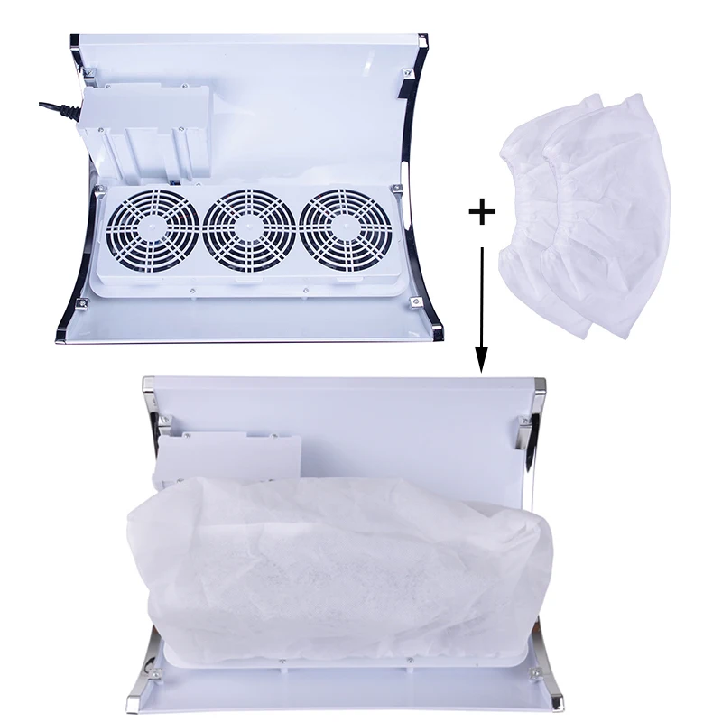 Powerful Nail Dust Suction Collector With 3 Fan Vacuum Cleaner Manicure Tools With 2 Dust Collecting Bags