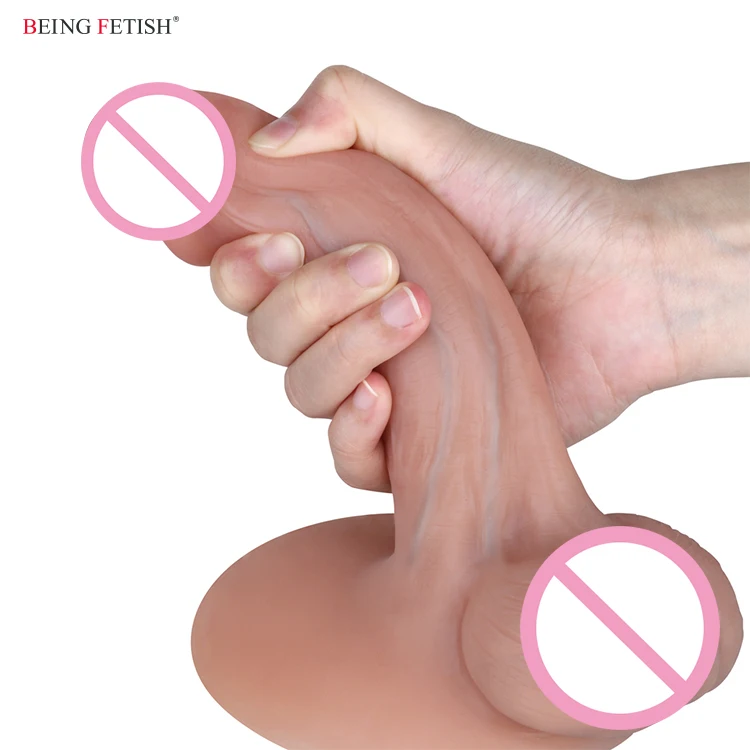 Realistic Liquid Silicone Dual Density Sex Toys Rubber Dildo Penis For Lesbian