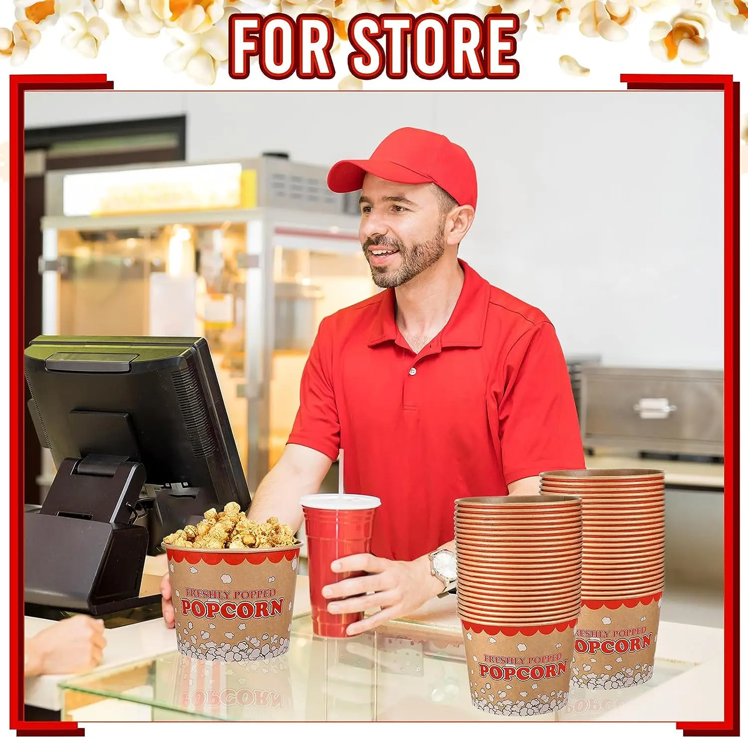 wholesale custom disposable paper popcorn buckets popcorn branded paper cups bowls bucket for popcorn