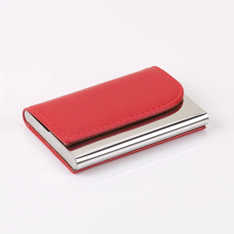 2021 High Quality Genuine Leather Sublimation Business Card Holder With ID Window Slim Wallet Card Holder For Men