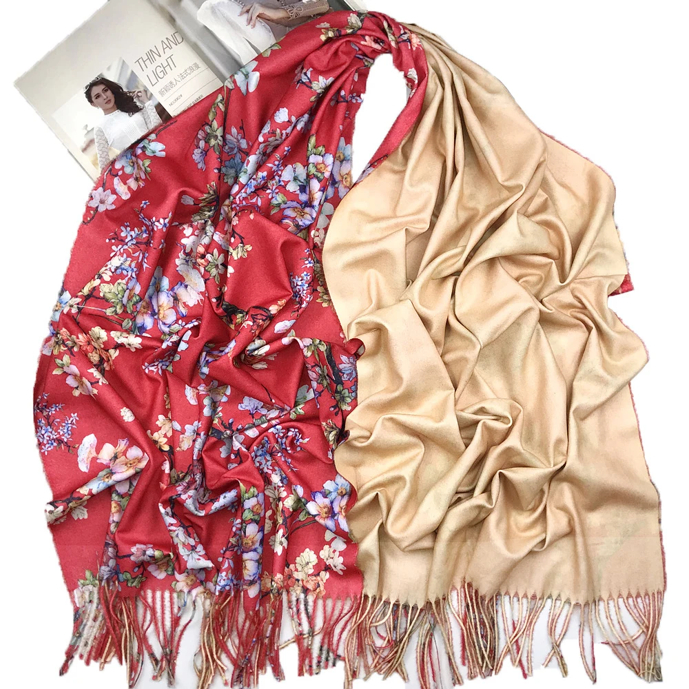 Wholesale women pashmina cashmere scarf printing winter scarves shawls