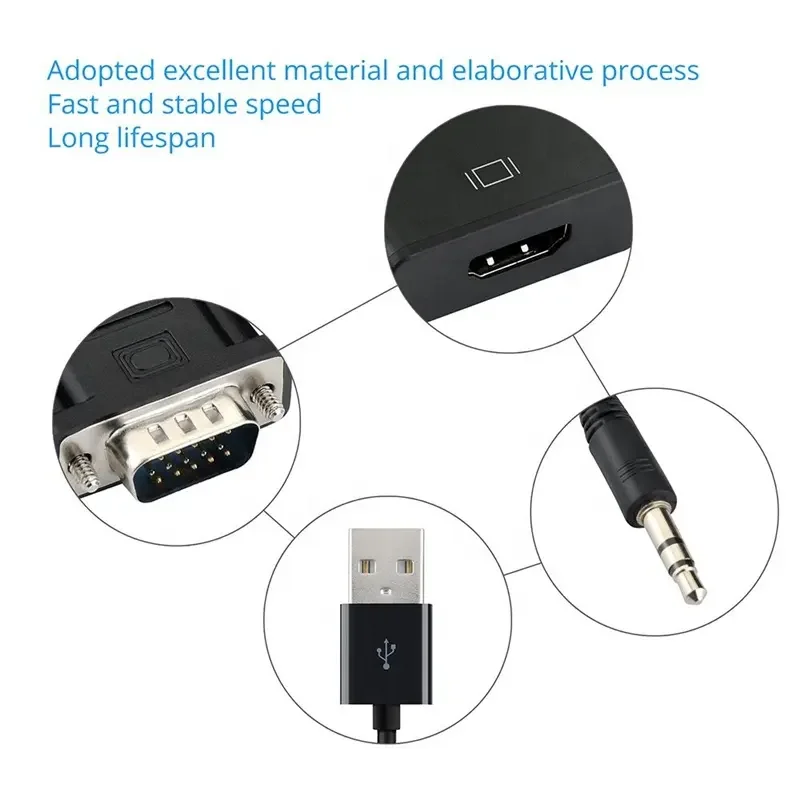 Переходный кабель 15 Pin VGA Male To HDTV Full HD 1080P адаптер с аудио и Micro