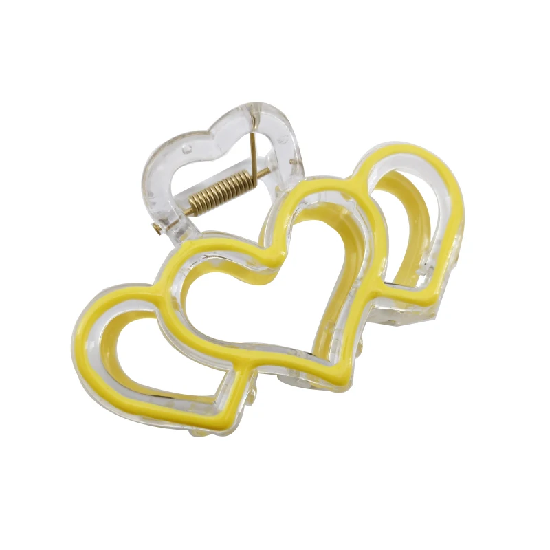 9.5cm Three Heart Shaped Hair Claw - Enamel Painted Heart Shape Hair Clip for For Women Girl Hair Accessories