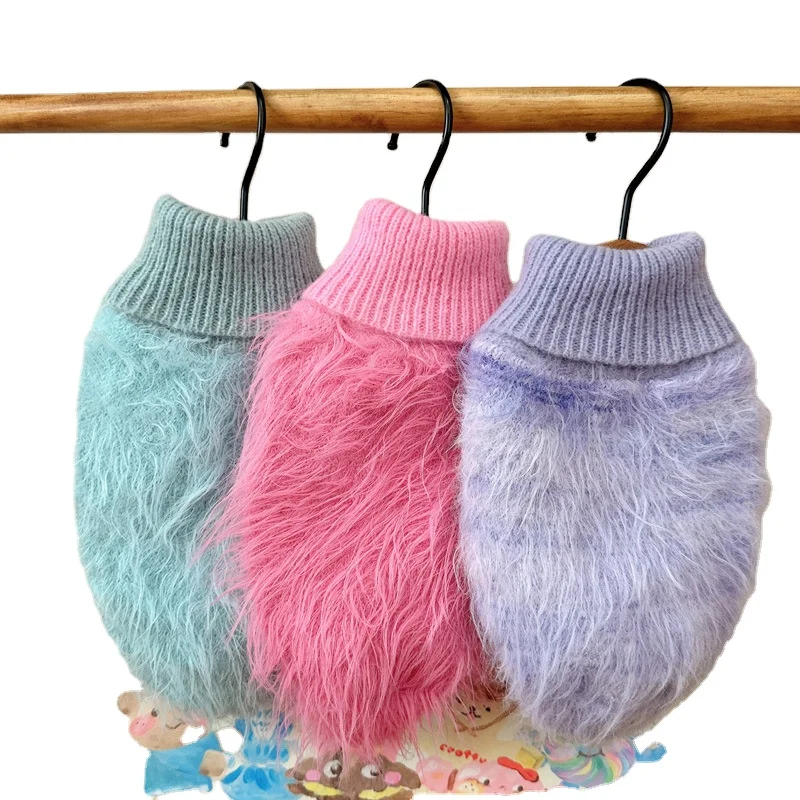 Fashion Noblewoman INS Fur Fluffy Dog Knitted Sweater Luxury Winter Pet Clothes for Dogs Cats