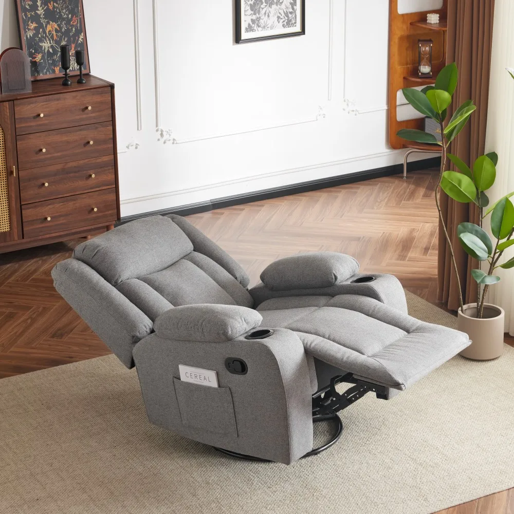 Sans Hot Sale Living Room Gray Fabric Sofa Reclinable One Seat Glider Recliner Chair
