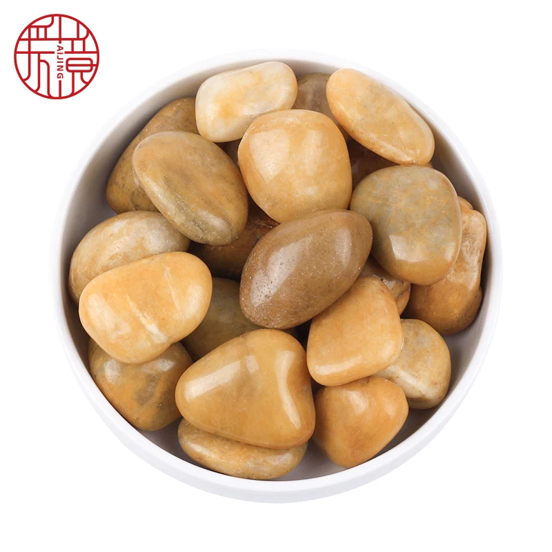 Landscaping stone Yellow Color Natural Stone Material marble chippings pebble stone From China