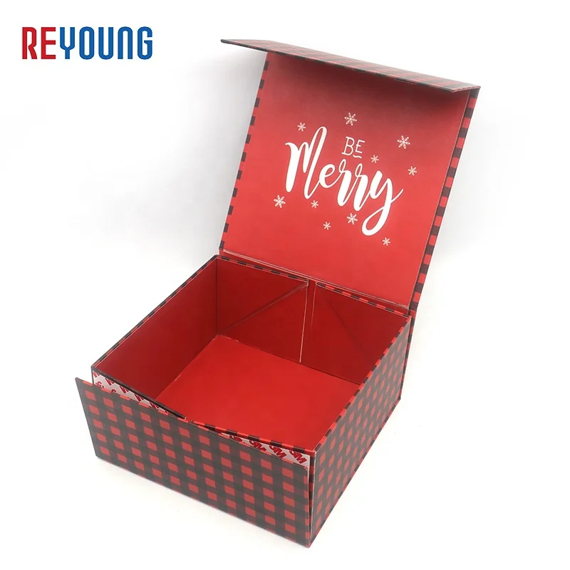 Custom Red And Black Squares Magnetic Book Boxes Packaging Newborn Shoes Gift Box For Sets With Lid