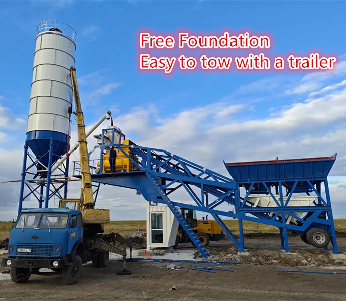 Factory Price Small Concrete Mixing Plant In Nepal 50m3/h Mobile Concrete Mixing Plant With Cement Silo