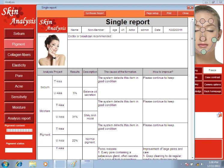 Portable 3 in 1 facial skin analyzer machine 3d oil acne pore scanner test analysis  facial skin analyzer