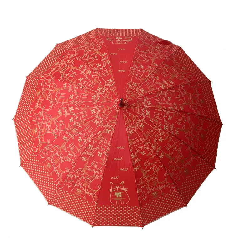Customized cat sunshade umbrella  UV resistant umbrella retro polka dot 14 bone windproof and sunny umbrella