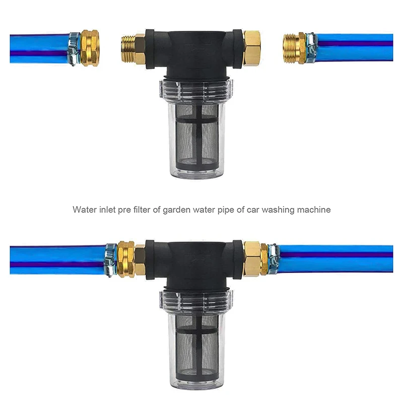 Garden Hose Filter Attachment 40 Mesh for Outdoor Gardening Inlet Water Pressure Washer Car Wash Garden Hose 3/4GHT