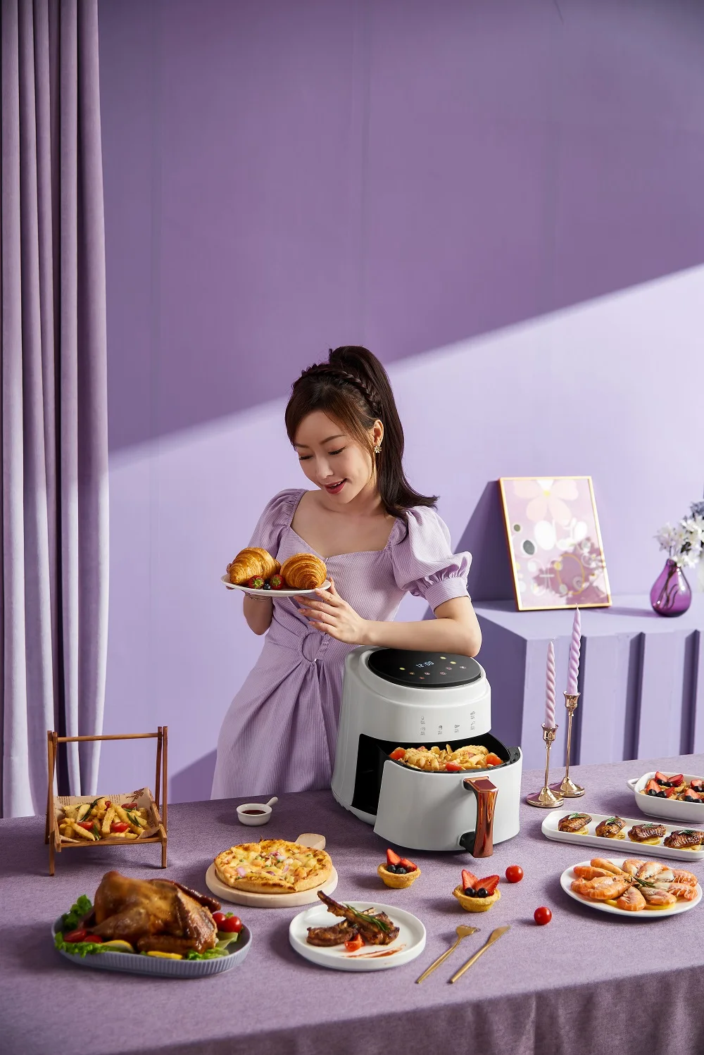 8L large capacity air fryer oven family home smart oilless health 360 degree air circulation heating air deep fryer