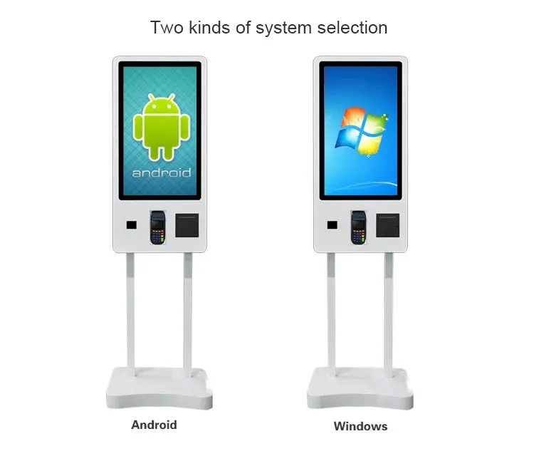 24 inch wall mount self service cash register finger wirting screen kiosk with thermal printer