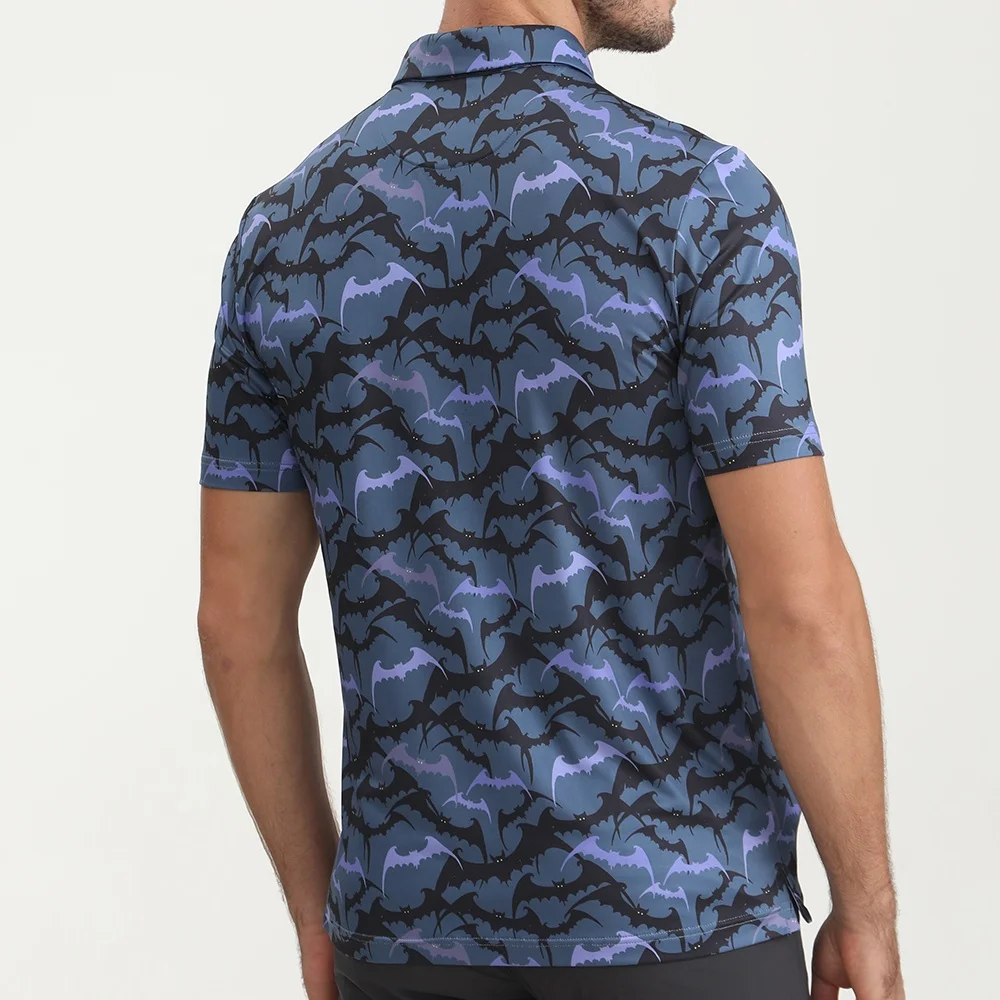 2024 Golthan Custom Logo Embroidered Dry Fit Hallowmas Day American Apparel All Over Sublimation Printing Golf Polo Shirt