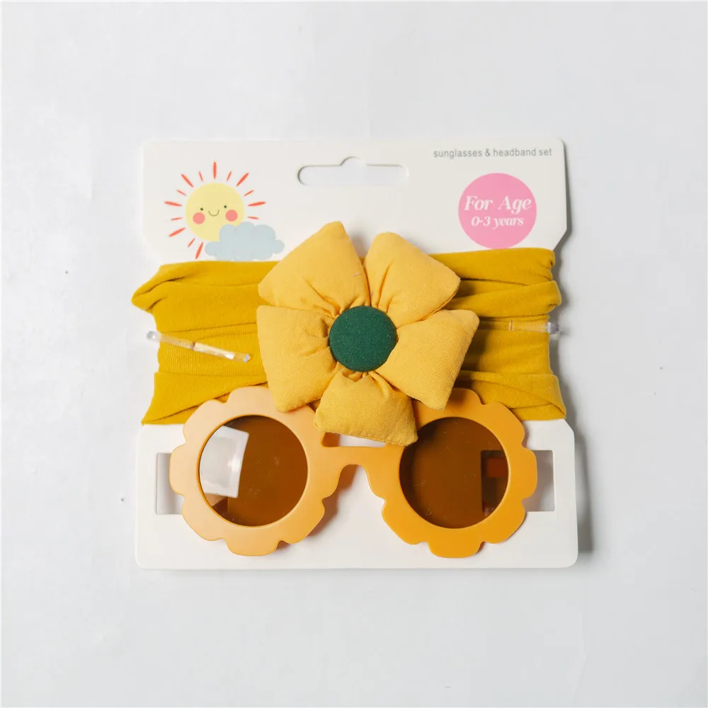 Flower Sunglasses Baby Girls Flower Nylon Headband Baby Boys Girls Seaside Mental Eyeglasses Kids Hair Accessories