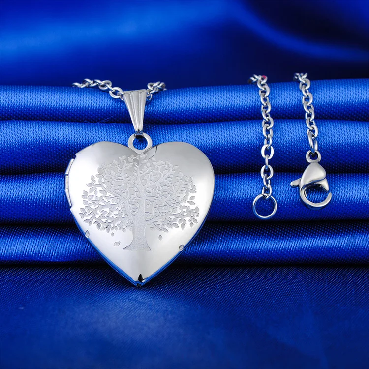 picture necklace pendant jewelry stainless steel tree of life photo locket